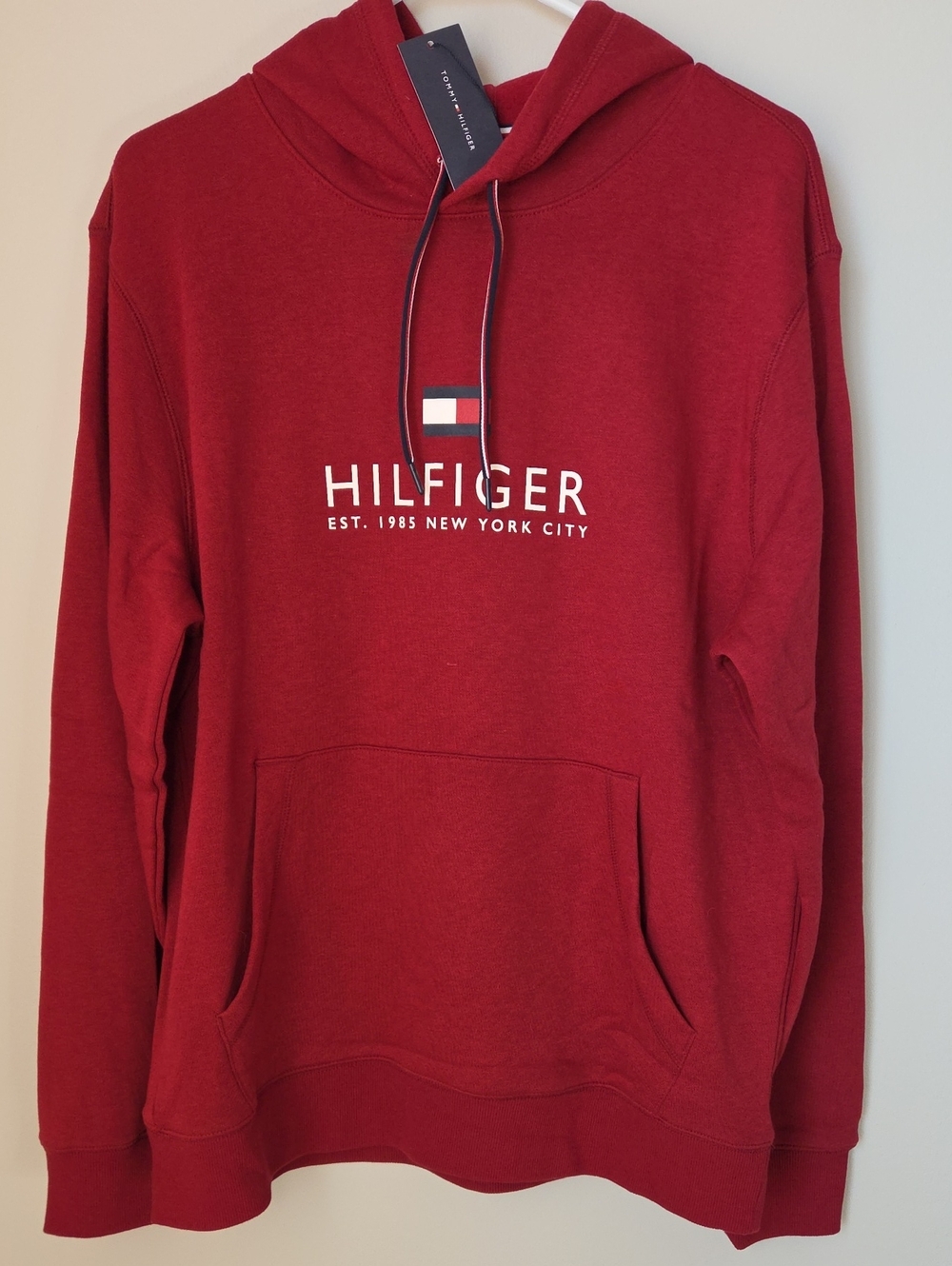 Tommy Hilfiger Men's Red Logo Hooded Sweatshirt
